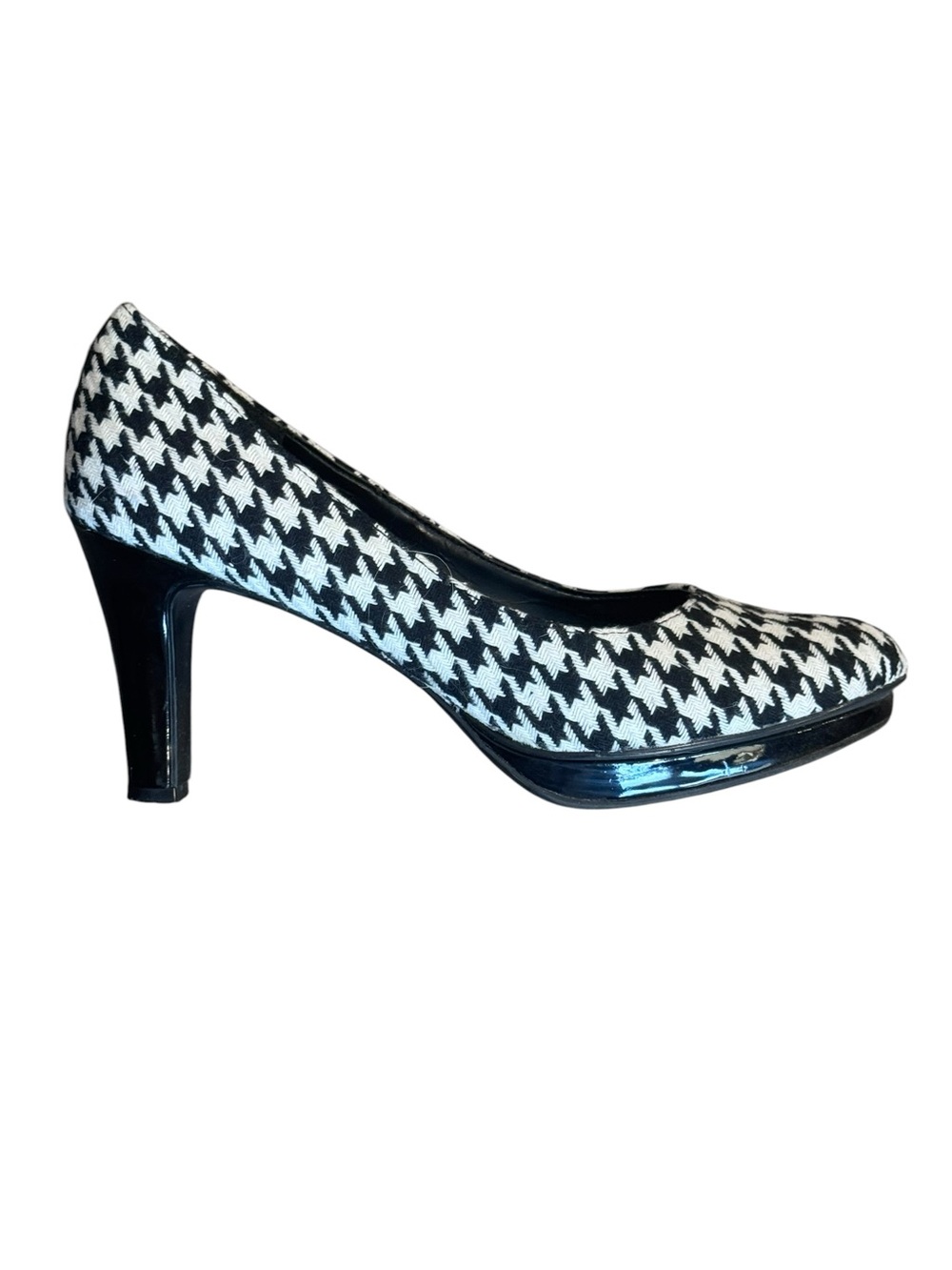 Impo Black & White Houndstooth Pump with Patent Black Trim